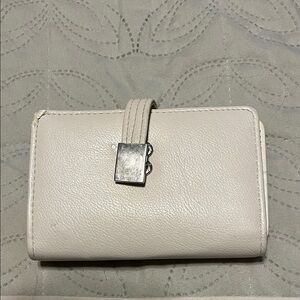Women’s Cream Leather Wallet with Strap Closure